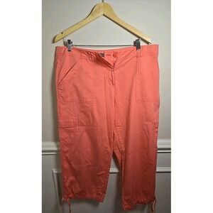 Tommy Bahama Relaxed Aubrey Fit Cargo Cropped Pants Size 14‎ Coral Draw Strings